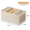 Caja de Almacenamiento de Ropa Uso en Casa Plegable Organizador de Pantalones Suéteres Caja con Ventana Visual Caja de Almacenamiento de Ropa en Capas de Algodón Lino