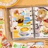 Libro de pegatinas troqueladas Yuxian, deliciosos materiales de diario de postres estilo vintage, pegatinas decorativas para manualidades, pegatinas de sellado
