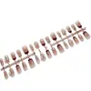 Uñas Postizas 30 Piezas Completa T121/S273 Hija Rica Corta Escalera Francesa Blanqueamiento Manicura Dorada de Moda Elegante