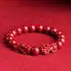 Cristal Jiuyac Mineral Crudo Cinabrio Arena Dorada Púrpura Pulsera Doble Pixiu Pulsera de Arena Púrpura Doble Pixiu Venta al por Mayor