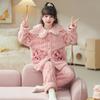 Pijama de Coral Fleece para Niñas para Otoño e Invierno, Ropa de Casa Engrosada y Forrada de Polar para Niños Mayores, Conjunto Cálido de Franela para Niñas
