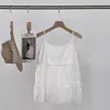 Estilo Coreano Simples, Fashion, Doce, Versátil, Costura com Borda Franzida, Camisola de Verão Emagrecedora