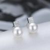 Versión coreana transfronteriza de pendientes de perlas simples S925 de plata esterlina con microincrustaciones de circonitas para mujer, fabricantes de accesorios de soporte vacíos de bricolaje