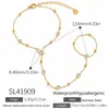 Pulseira de Aço Inoxidável Cruzada Fashionável Tendência Estilo Ins Corrente para Dorso da Mão Cravejada com Zircônia Banhada a Ouro 18K Real À Prova d'Água Resistente à Descoloração Joia para Mão