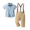 Venta al por mayor de ropa infantil de comercio exterior una generación de tirantes británicos conjunto de dos piezas ropa infantil verano manga corta traje de niño