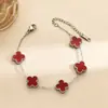 Pulsera de Acero de Titanio de Cuatro Hojas de Venta Caliente Transfronteriza de 13 mm, No se Desvanece, Diseño de Cinco Hojas por Ambos Lados, Moderna y de Alta Gama, Venta Directa del Fabricante