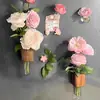 Dispositivo de Arreglo Floral de Madera Maciza, Dispositivo Creativo de Arreglo Floral con Tubo de Ensayo, Imán para Refrigerador, Portamensajes, Pegatina Magnética, Florero Hidropónico