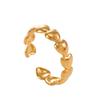 Anillo de Corazón de Acero Inoxidable Transfronterizo de Moda con Chapado en Oro de 18K Anillo Ajustable para Mujeres