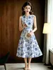 Vestido de Noche Nuevo Estampado 2026, Estilo de Nicho de Lujo Ligero, Adecuado para Ser Anfitrión de Banquetes, Exámenes Artísticos, Actuaciones de Coro y como Vestido de Madre