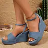 Sandálias Plataforma Femininas de Salto Agulha Azul Ultra Novas para o Verão 2026 Sapatos Plataforma Impermeáveis Plataforma de Solado Grosso Boca de Peixe Calçados Femininos de Praia