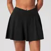 Saia-short esportiva de yoga transfronteiriça para mulheres, saia de corrida, fitness e badminton de secagem rápida, saia de tênis de comprimento médio anti-exposição para mulheres 2135