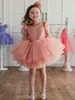 Vestido de Princesa de Natal para Meninas 2026 Novo Estilo Saia de Tule para Crianças Pequenas Doce e Fofo Vestido Infantil para Um Ano