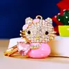 Llavero de Gato Kt con Forma de Corazón para Coche para Mujeres, Colgante Creativo para Bolso Estilo Coreano, Anilla de Llavero de Metal, Regalo de Exportación al por Mayor