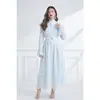 Nataliya 2026 Principios de Primavera Cuello Alto Mangas Volantes Encaje Fruncido Estilo Elegante Vestido de Cintura