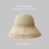 Sombrero de pescador de paja hueca para mujer, para vacaciones de verano en la playa, con aleros anchos que muestran la cara, sombrero pequeño para el sol