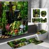 Amazon Transfronterizo Explosiones Serie Paisaje de Plantas Impresión Digital Poliéster Impermeable Antimoho Cortina de Ducha Cuatro Piezas Fabricante