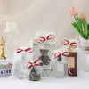 Bolsas de favor de encaje nupcial estilo coreano con doble flor y perlas, bolsas de regalo de dulces para bodas, bolsas de embalaje transparentes