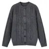Suéter Cardigan ACU Masculino com Botões e Gola Redonda para Homens 2026 Outono/Inverno Novo Produto Tricô de Trança Vintage Simples Jaqueta de Tricô para Homens
