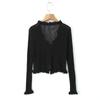 Atacado Comércio Exterior Transfronteiriço Roupas Femininas 2025 Outono Estilo Europeu e Americano Brincos de Madeira Alça Jaqueta Curta Feminina D79290F