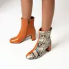 Comercio exterior botas de tacón alto costura gruesa nuevas profesionales caña corta botas de mujer serpiente Amazon zapatos AliExpress botas de caballero negras