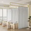 Cortina divisoria para salón de belleza, barra de cortina en forma de U de hierro forjado, cama de centro de salud, cortina divisoria de cama de belleza simple, cortina de tela.