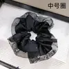 Nuevo Producto Estilo Coreano: Scrunchie de Satén Lujoso y Brillante con Pedrería y Flecos, Elástico Grande de Alta Gama para el Cabello con un Toque Elegante