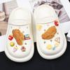 Sapatos com buracos transfronteiriços, acessórios faça você mesmo, simulação de resina fofa, comida, brinquedo, sapatos de ovo de pêssego, decorações de flores, fivela de sapato removível