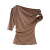 Tendencia de Moda Popular de Aliexpress Estilo Europeo y Americano Transfronterizo Versátil Simple Ajustado Cinco Colores Asimétrico Tops Versátiles