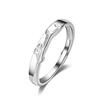 Anillo de Pareja Acacia Lila Plata Esterlina s925 Par de Anillos de Apertura de Diseño Nicho Regalo de Cumpleaños para Novio