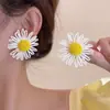 Brincos florais frescos estilo floresta para mulheres, estilo férias na praia primavera/verão, moda dopamina, brincos de tarraxa elegantes e bonitos