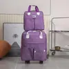 Bolsa con ruedas bolsa de viaje gran capacidad portátil bolsa de equipaje para distancias cortas para mujer ligera plegable para cabina funda blanda mochila simple