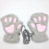 Guantes de Invierno de Medio Dedo para Mujer Gato Dibujo Animado Pata de Oso Estudiante Exposición Garra de Gato Felpa Gruesa Cuello Guantes Cálidos
