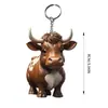 Suministro Transfronterizo Colgante Acrílico Producto Nuevo Dibujo Animado Vaca Colorida Llavero de Vaca Anillo para Llaves Colgante Coche Mochila