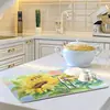 Tapete de Bancada de Inverno Florido Cruzada de Lama Diatomácea Tapete Drenante para Louças Superfície de Cozinha Doméstica Absorvente Secagem Rápida Porta-copos Sem Lavagem