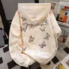 Sudadera con capucha Estilo K de Estilo Perezoso Americano Ins con Estampado de Mariposas para Mujer Otoño e Invierno Vintage Tie-Dye Azul