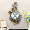 Reloj de Pared Metálico con Hoja de Ginkgo Vintage Silencioso a Pilas para Dormitorio Oficina Sala de Yoga Decoración de Reloj de Pared