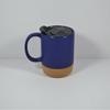 Caneca fosca de copo de cerâmica de fundo de cortiça com tampa de plástico popular cor sólida simples Comércio exterior Copo de água estilo nórdico