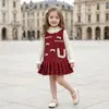 Vestido Chaleco de Invierno para Niñas Estilo Nuevo Versión Coreana Tweed Elegante Lazo Acolchado Engrosado Falda Transfronterizo