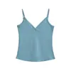 Blusa Regata Decote V com Alça Fina Europeia e Americana Feminina 2026 Verão Peça Externa Alta Elasticidade Justa Camada Base Moda Roupa Íntima Cropped