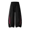 Calça Casual Patchwork Color Block Estilo Streetwear Americano Calça Larga Solta Calça de Moletom Esportiva Solta Masculina Calça Longa