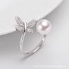 Anillo de Plata S925 con Perla de Agua Dulce Natural para Mujer, Personalidad de Nicho, Temperamento, Mariposa, Anillo Abierto de Perla de Agua Dulce, Venta al por Mayor