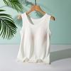 Camisole de Algodão com Renda, Alça Larga Integrada ao Peitoral, Peça de Verão Feminina, Top Sem Mangas Anti-deslizamento