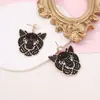 Pendientes de Pantera Negra con Imitación de Perla, Moda Creativa Transfronteriza, Completamente Incrustados con Diamantes, Pendientes de Diseño de Lujo Ligero de Nicho Exquisito