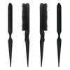 Peine de Cerdas de Jabalí de Dientes Estrechos Peluquería Peine para Ahuecar de Tres Filas Peinado Esponjoso Mango Largo Maquillaje Cola Puntiaguda Cabello Rizado Peine Negro