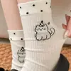 Calcetines Largos Antiolor de Gato Lindos Finos de Primavera Blancos Lindos Calcetines con Volantes de Malla Transpirables Moda Versátiles