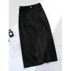 Saia Jeans com Barra Irregular Cortada Média Feminina 2025 Outono Efeito Emagrecedor Cintura Alta Nova Roupa Feminina Cobrindo a Medida