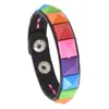 Pulseira Punk Cool Estilosa Europeia e Americana para Fotografia de Rua, Boate, Escura, Colorida, com Rebites Quadrados, Pulseira de Couro Combinada para Casal