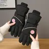 Luvas de esqui transfronteiriças para mulheres, compatíveis com tela sensível ao toque, para ciclismo ao ar livre, à prova de vento, à prova d'água, antiderrapantes, com forro de fleece, luvas quentes para proteção contra o frio