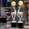 Lâmpada de Lua Fulu Shuangquan Enfeites de Chão Decorações para Hotel Clube Sala de Estar Presentes de Inauguração Artesanato em Resina