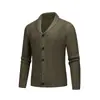 Amazon Transfronterizo Otoño e Invierno Nuevo Suéter para Hombre Cárdigan de Botones Color Sólido Solapa Manga Larga Rayas Verticales Tejido para Hombre